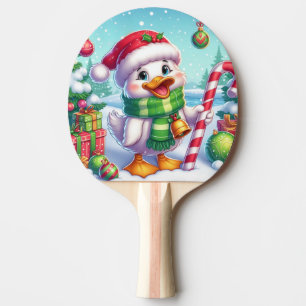 Raquette De Ping Pong Canard de Noël coloré mignon