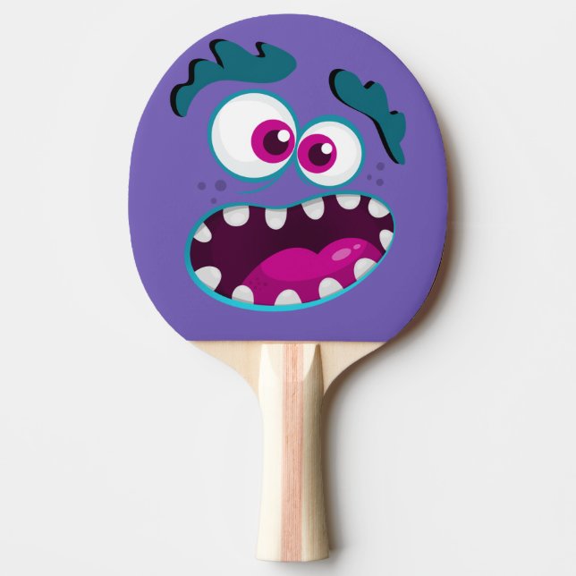 Raquette De Ping Pong Caractère Monstre Violet Drôle Joyeux Visage Effra (Devant)