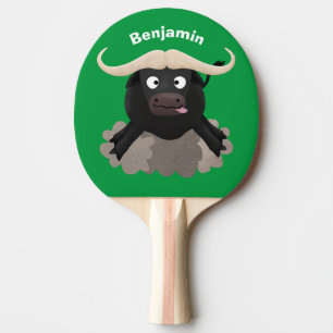 Raquette De Ping Pong Caricature amusante de buffle d'eau courante