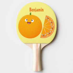 Raquette De Ping Pong Caricature d'agrumes d'orange