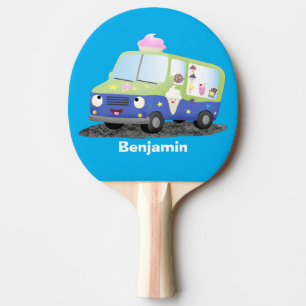 Raquette De Ping Pong Caricature de camion de glace joli