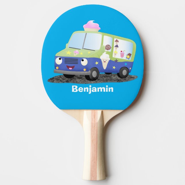 Raquette De Ping Pong Caricature de camion de glace joli (Devant)