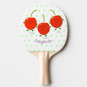Raquette De Ping Pong Caricature de cerises rouges à sauter mûr