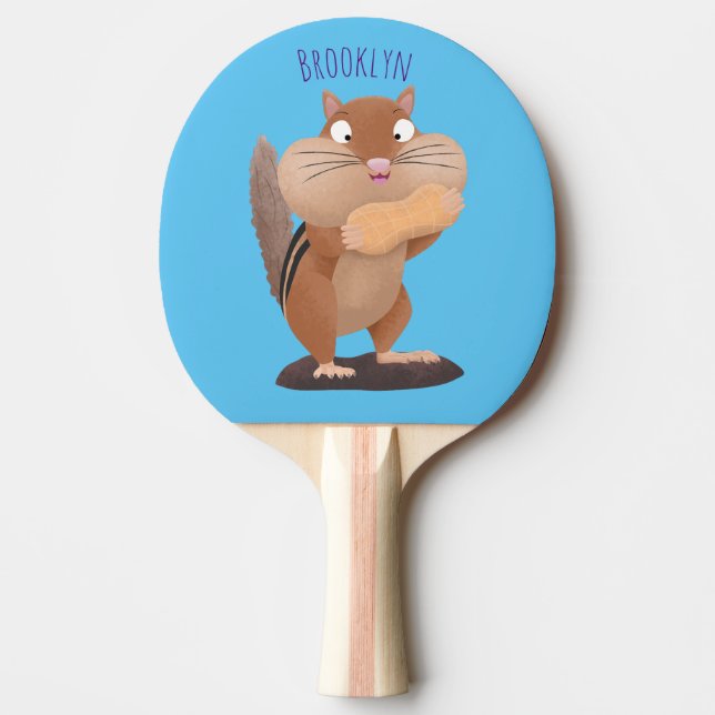 Raquette De Ping Pong Caricature de chipmunk à grosses joues mignonnes (Devant)