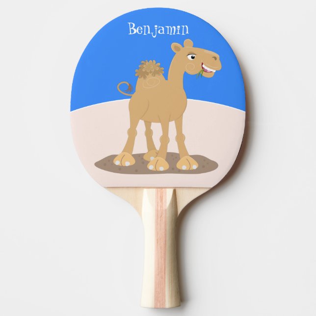 Raquette De Ping Pong Caricature de dromadaire joyeux et souriant (Devant)