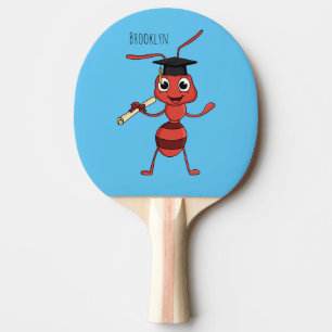 Raquette De Ping Pong Caricature de fourmi rouge joyeux