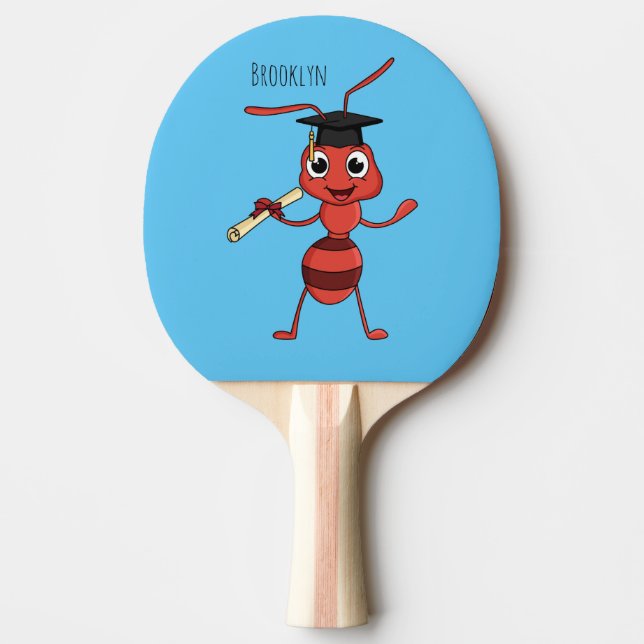 Raquette De Ping Pong Caricature de fourmi rouge joyeux (Devant)