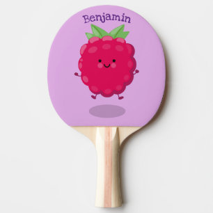 Raquette De Ping Pong Caricature de framboise très heureuse