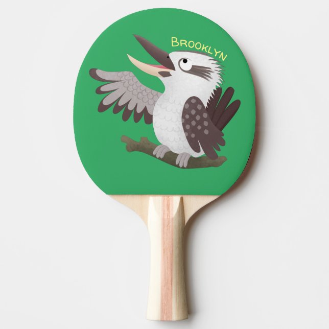 Raquette De Ping Pong Caricature de kookaburra drôle et drôle (Devant)