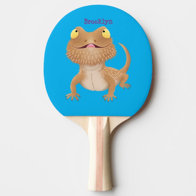 Raquette De Ping Pong Caricature de lézard de dragon à barbe (Devant)