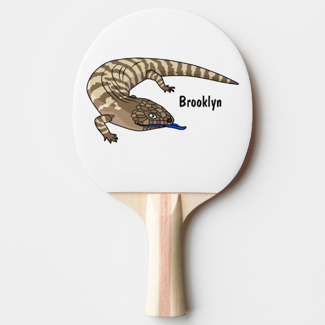 Raquette De Ping Pong Caricature de lézard rouge (Devant)