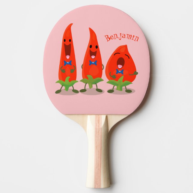 Raquette De Ping Pong Caricature de piments chantants mignons (Devant)