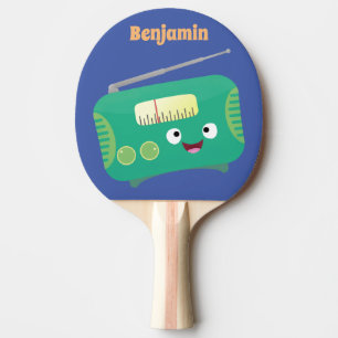 Raquette De Ping Pong Caricature de radio rétro amusante