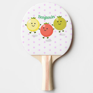 Raquette De Ping Pong Caricature de tomates cerises mûres