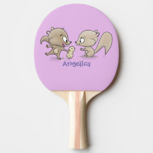 Raquette De Ping Pong Caricature d'écureuils marrants