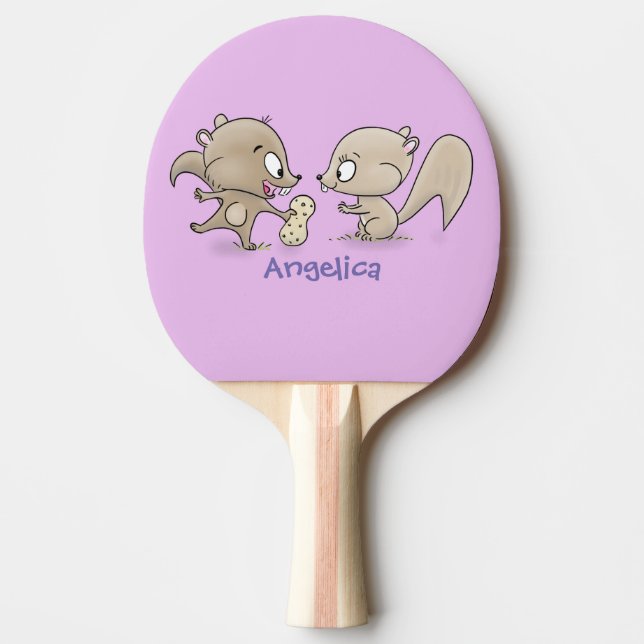 Raquette De Ping Pong Caricature d'écureuils marrants (Devant)