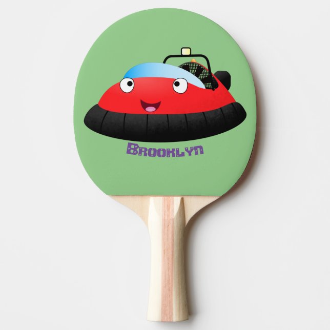 Raquette De Ping Pong Caricature d'hovercraft rouge joyeux (Devant)