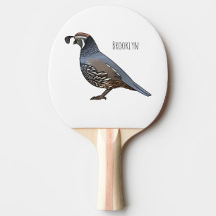 Raquette De Ping Pong Caricature d'oiseau de caille de Californie