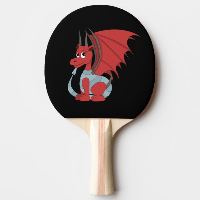 Raquette De Ping Pong Caricature Dragon Rouge (Devant)