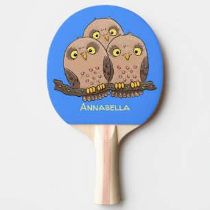 Raquette De Ping Pong Caricature en trio de chouette