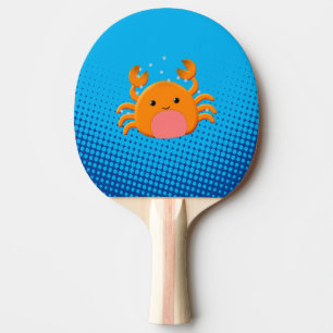 Raquette De Ping Pong Caricature mignonne Crabe Bébé Bleu Océan