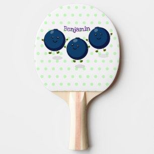 Raquette De Ping Pong Caricature mignonne de bleuets violets