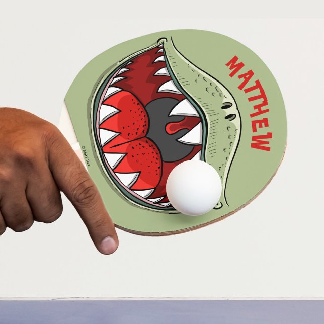 Raquette De Ping Pong Caricature personnalisée T-rex Dinosaur Bouche pou (Personalized T-rex Dinosaur Mouth Kids Cartoon Ping Pong Paddle)