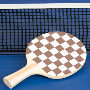 Raquette De Ping Pong Carrés Checker mocha brun blanc géométrique rétro