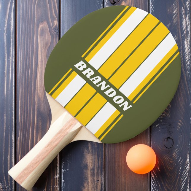 Raquette De Ping Pong Cartes nostalgiques au miel vert avec nom (Créateur téléchargé)