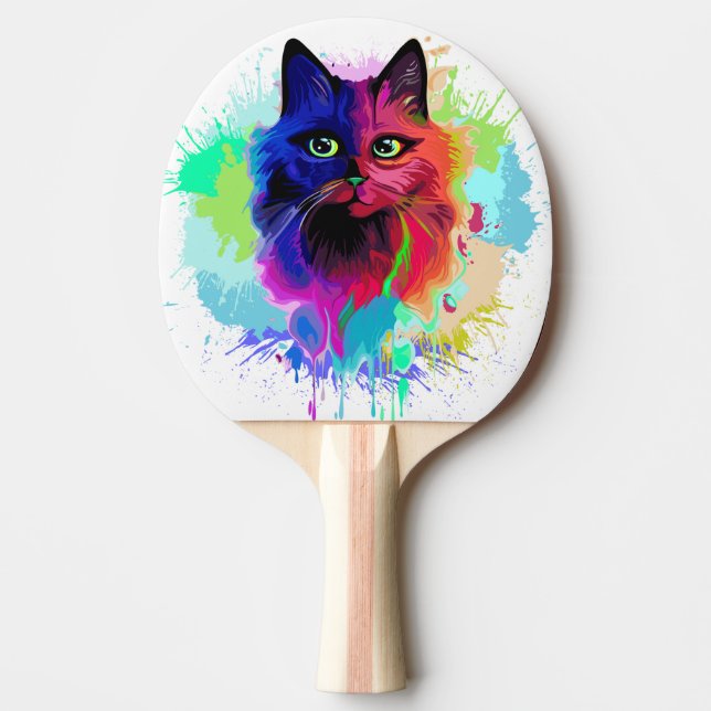 Raquette De Ping Pong Cat Trippy Psychedelic Pop Art (Devant)