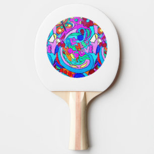 Raquette De Ping Pong cercle d'amour super hippie