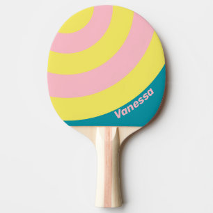 Raquette De Ping Pong Cercle Rayé Baiser de Mer Doux avec Nom