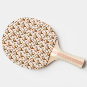 Raquette De Ping Pong Cerf Floral Bohème Rustique Rose