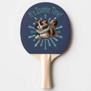 Raquette De Ping Pong C'est le temps de Zoomie Chat calico