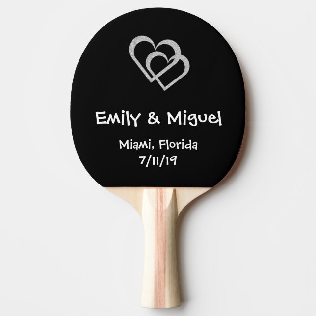 Raquette De Ping Pong Chalkboard Coeur Mariage Favoriser Table Tennis Ba (Devant)