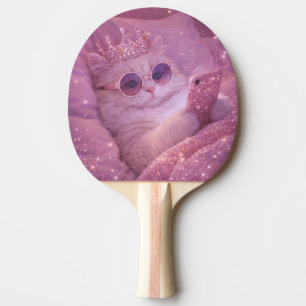 Raquette De Ping Pong Chat de princesse gâtée textant au lit