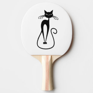 Raquette De Ping Pong Chat noir maigre fantaisiste