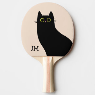 Raquette De Ping Pong Chat noir mignon dans le style Mid Century