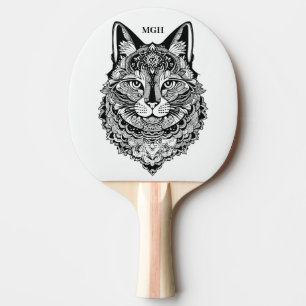 Raquette De Ping Pong Chat ornemental Monogramme personnalisé
