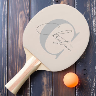 Raquette De Ping Pong Château de Sable Élégant Monogramme Rose Moderne d