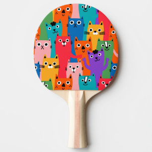 Raquette De Ping Pong Chats colorés motif