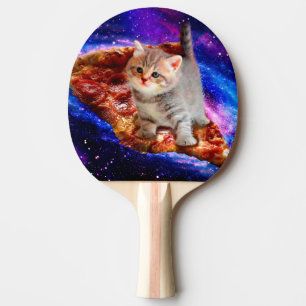 Raquette De Ping Pong Chats dans la pizza spatiale
