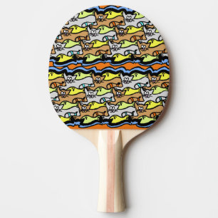 Raquette De Ping Pong Chats graphiques et poisson caricature Ping Paddle