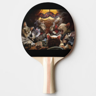 Raquette De Ping Pong Chats jouant au poker