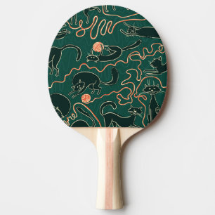 Raquette De Ping Pong Chats Vintages : Doodle Motif transparent