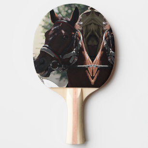 Raquette De Ping Pong Cheval Brown Stylisé Smiling Head Sketch