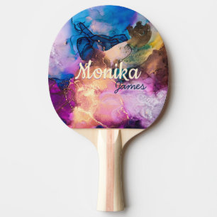 Raquette De Ping Pong Chic couleur faux or parties scintillant marbre Mo