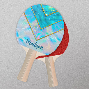 Raquette De Ping Pong Chic holographique girly style bleu