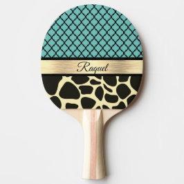 Raquette De Ping Pong Chic Quatrefoil Giraffe Imprimer