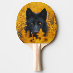 Raquette De Ping Pong Chien noir aux yeux d'or étonnants